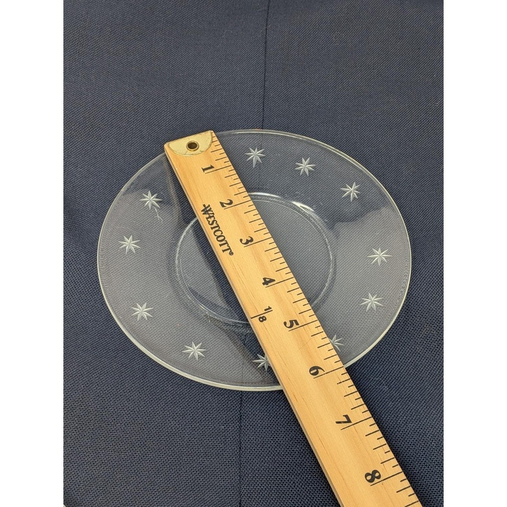 Vintage Lot Of 4 Etched Clear Star 6" Plates MCM Retro - Picture 5 of 6